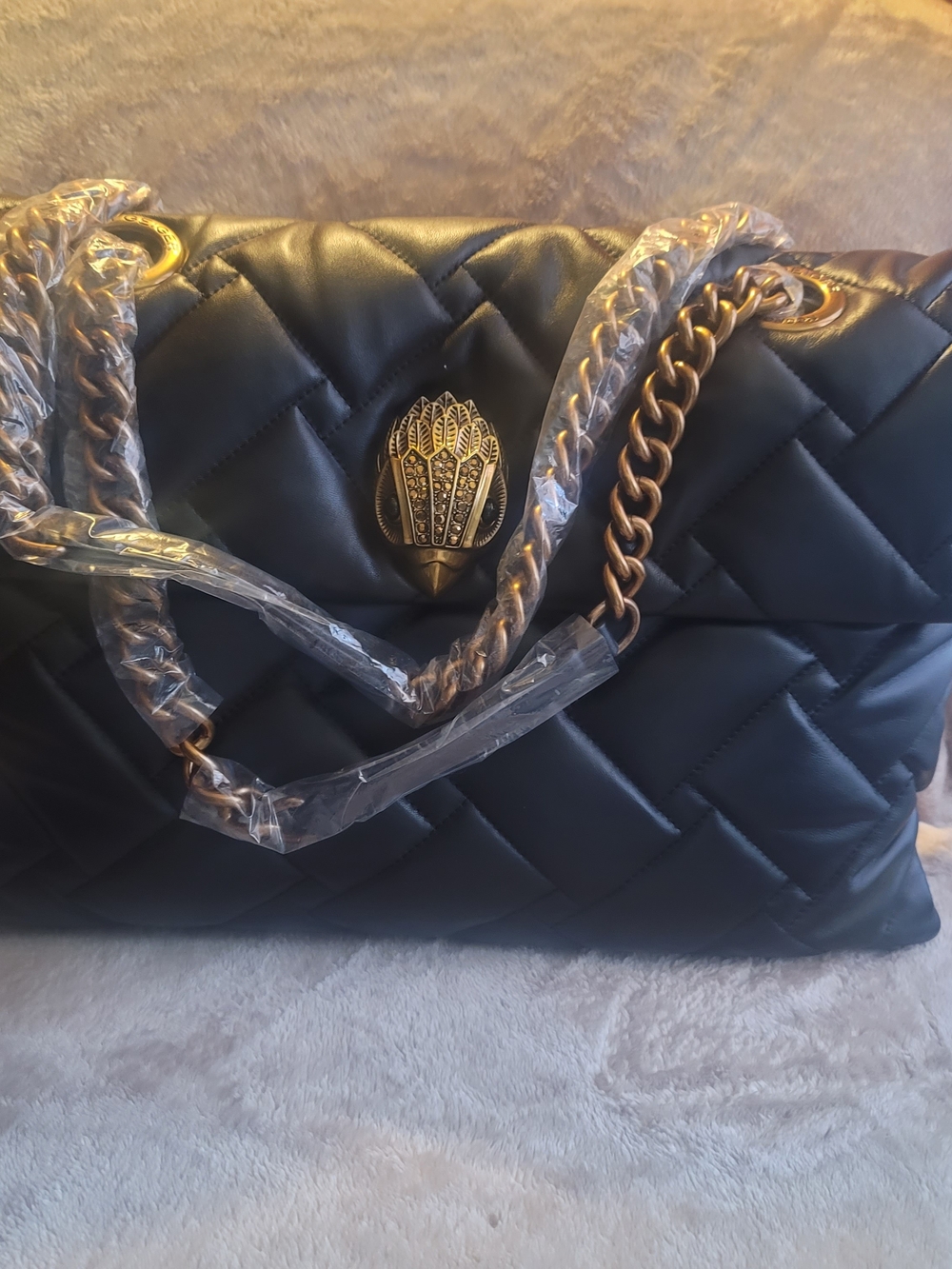 Kurt Geiger London XXL Kensington Black Quilted Travel Tote Shoulder Bag NWT